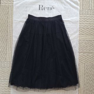 René - reneルネ☆ブラック黒チュールバルーンスカート☆34