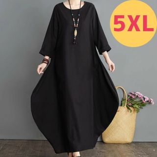 新品 レディース ロング ワンピース 5XL マキシ丈 ゆったり 大きいサイズ(ロングワンピース/マキシワンピース)