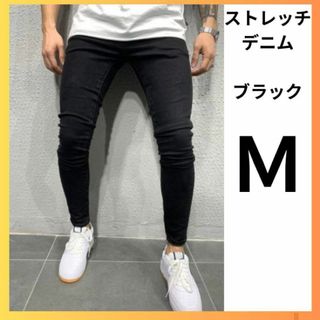 メンズ　デニム　ブラック　M  スキニー　ストレッチ　パンツ　ジーパン(デニム/ジーンズ)