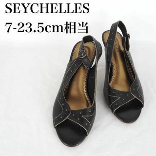 SEYCHELLES*オープントゥパンプス*23.5cm相当*黒*M6198(ハイヒール/パンプス)