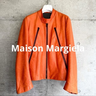 マルタンマルジェラ(Maison Martin Margiela)のマルジェラ 八の字ライダースジャケット レアカラー オレンジ 2013AW(レザージャケット)