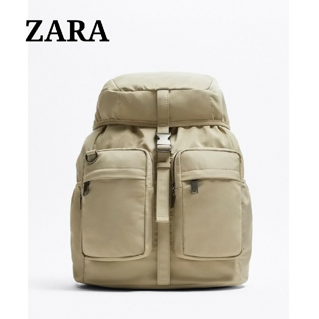 ZARA(ザラ)のZARA ザラ リュック 大容量 バックパック メンズバッグ ベージュ メンズのバッグ(バッグパック/リュック)の商品写真