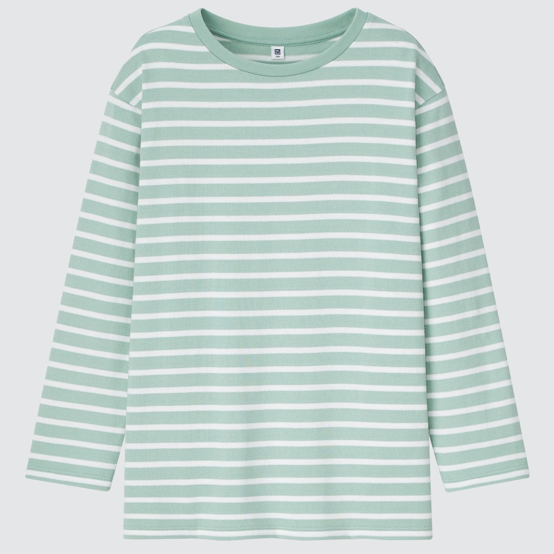 UNIQLO(ユニクロ)のUNIQLO GIRLS ボーダーチュニックTシャツ（長袖） キッズ/ベビー/マタニティのキッズ服女の子用(90cm~)(Tシャツ/カットソー)の商品写真