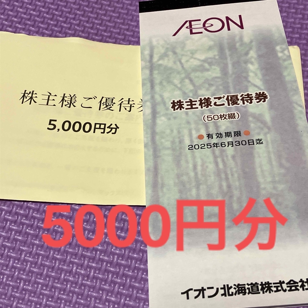 AEON(イオン)の最新　イオン北海道株主優待　株主優待券5000円分　来年6月末まで有効 チケットの優待券/割引券(ショッピング)の商品写真