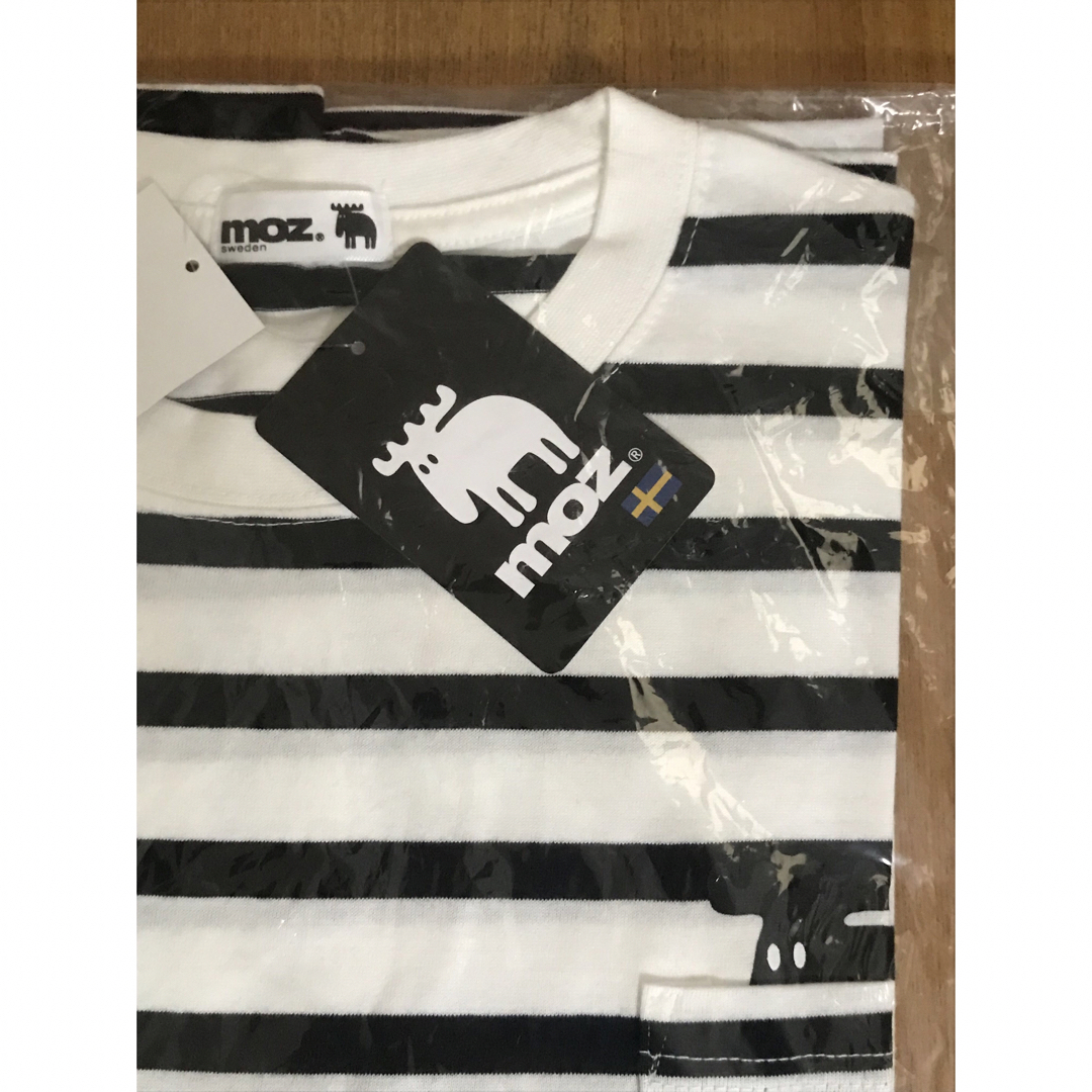 moz(モズ)の【新品】MOZ モズ　半袖Tシャツ  レディースM  白黒ボーダー　北欧 レディースのトップス(Tシャツ(半袖/袖なし))の商品写真