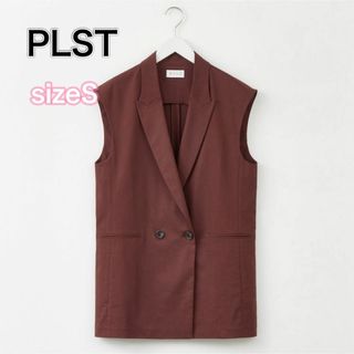 PLST - 【美品】PLSTレーヨンリネンストレッチジレ　 ブラウン