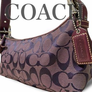 コーチ(COACH)の希少　コーチ　ハンドバッグ　アクセサリーポーチ　シグネチャー　キャンバス　紫(ハンドバッグ)