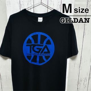 ギルタン(GILDAN)のUSA古着　GILDAN　Tシャツ　M　ブラック　ブルー　バスケットボール　ロゴ(Tシャツ/カットソー(半袖/袖なし))