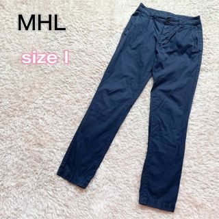 エムエイチエル(MHL.)のMHL コットンリネンパンツ　ネイビー　サイズS(チノパン)