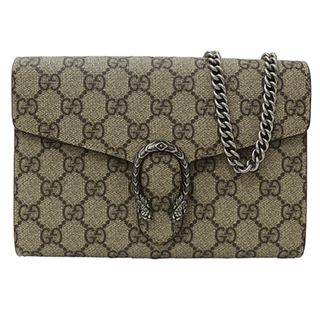 グッチ(Gucci)のグッチ GUCCI 財布 レディース ブランド ディオニュソス ショルダーウォレット  GGスプリーム ベージュ 401231 チェーンウォレット 肩がけ おしゃれ シルバー金具 財布  【中古】(財布)