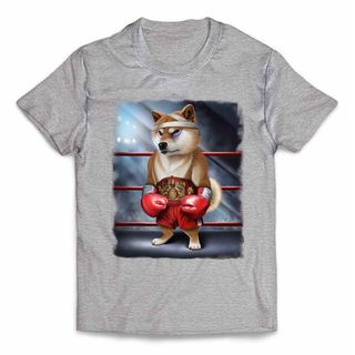 【柴犬 しばいぬ ボクシング チャンピオン 筋肉 筋トレ】Tシャツ メンズ(Tシャツ/カットソー(半袖/袖なし))