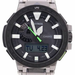 カシオ(CASIO)の【美品】カシオ プロトレック マナスル トリプルセンサーVer.3 ソーラー電波 メンズ 腕時計 アナデジ チタン PRX-8000T-7BJF(腕時計(アナログ))