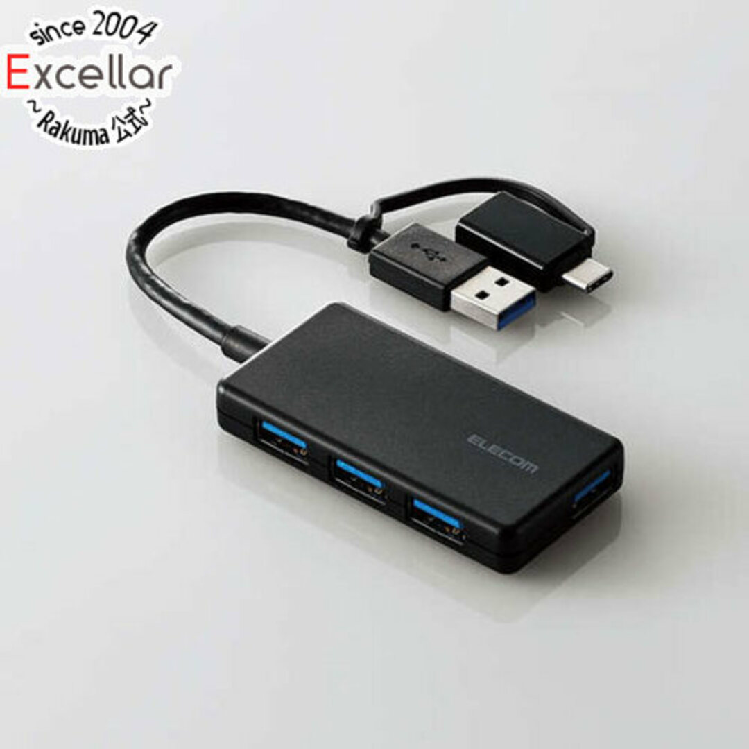 ELECOM(エレコム)のELECOM製　USB Type-C変換アダプター付きUSBハブ U3H-CA4004BBK　ブラック スマホ/家電/カメラのPC/タブレット(PC周辺機器)の商品写真