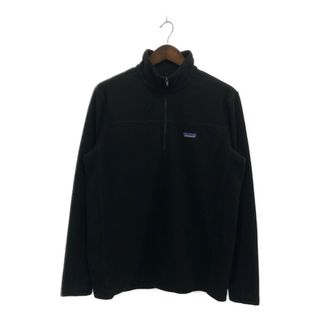 パタゴニア(patagonia)のpatagonia パタゴニア マイクロD ハーフジップ フリースジャケット アウトドア キャンプ アウター ブラック (メンズ L) 中古 古着 P5993(その他)