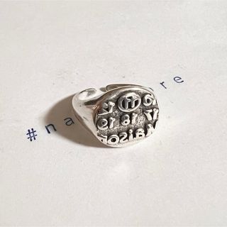 シルバーリング 925 銀 シグネット 丸型 数字 ナンバー タグ 韓国 指輪②(リング(指輪))