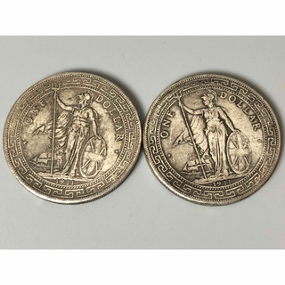 中国古銭 硬貨 銀貨 銀圓 古銀貨 イギリス通貨 2枚重さ53.1g(その他)