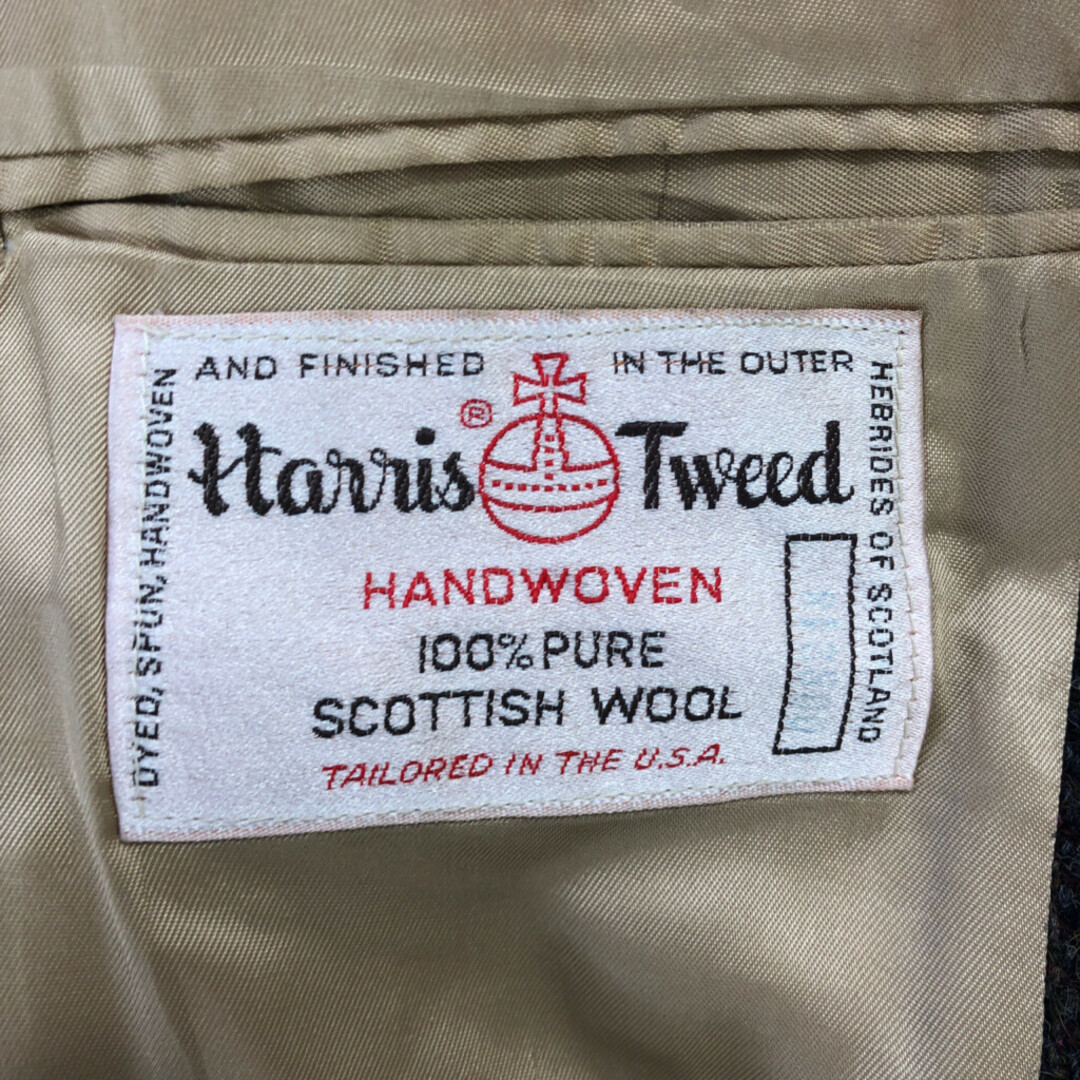 80年代 USA製 Harris Tweed ハリスツイード ウール ツイード テーラードジャケット アウター グレー (メンズ Mサイズ相当) 中古 古着 P7309 メンズのジャケット/アウター(テーラードジャケット)の商品写真