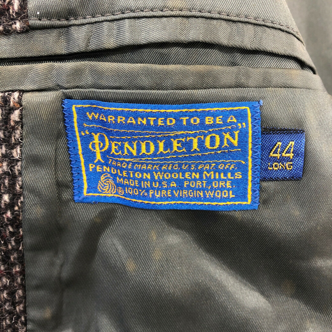 PENDLETON(ペンドルトン)の80年代 USA製 PENDLETON ペンドルトン ウール ツイード テーラードジャケット エルボーパッチ グレー (メンズ 44) 中古 古着 P7310 メンズのジャケット/アウター(テーラードジャケット)の商品写真