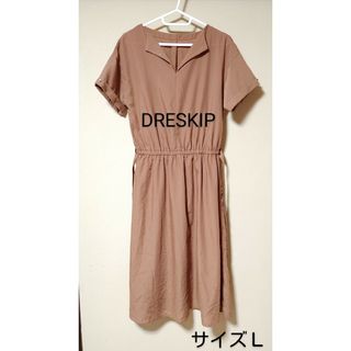 ドレスキップ(DRESKIP)のDRESKIP＊ロング・膝下ワンピース＊半袖・サイズＬ＊無地Vネック・レディース(ロングワンピース/マキシワンピース)