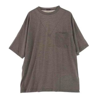 COMOLI - COMOLI コモリ Ｔシャツ 22SS V01-05007 ウール天竺 クルーネック ボーダー 半袖 ポケット Tシャツ ブラウン系 3【中古】