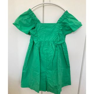 ザラキッズ(ZARA KIDS)の【美品】ZARA キッズ　オーバーオール　ワンピース風　グリーン　緑　110(ワンピース)