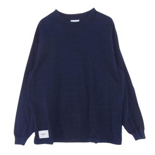 WTAPS ダブルタップス Ｔシャツ 221ATDT-CM34 藍染 インディゴ ロゴ刺繍 ロングスリーブ 長袖 Tシャツ ロンT インディゴブルー系 X 03【中古】