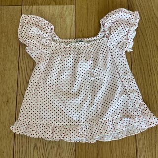 80cm YOKOHAMA LIL MUC 半袖　ブラウス　パフスリーブ　ドット(シャツ/カットソー)