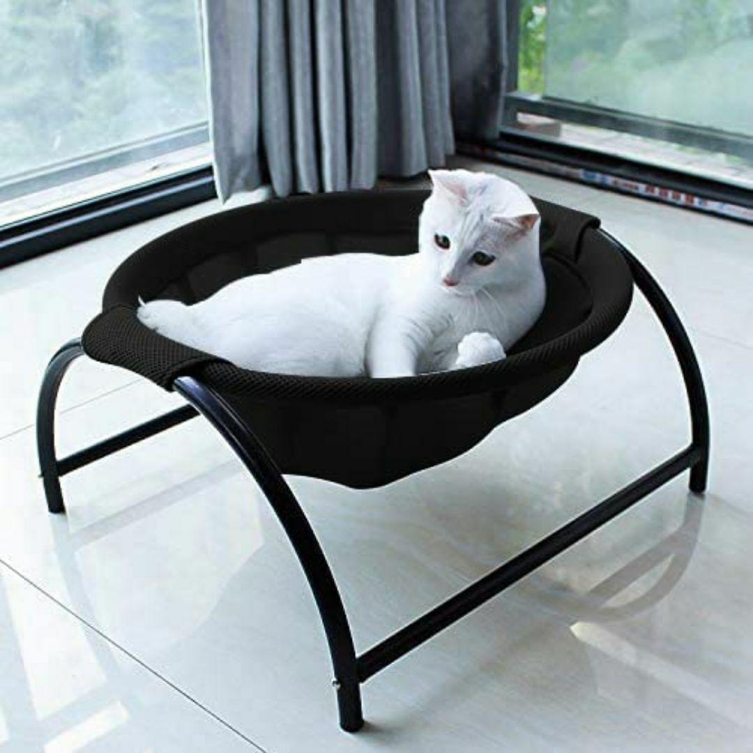 【色: ブラック】JUNSPOW 猫ベッド ペットハンモック 犬猫用ベッド 自立 その他のペット用品(猫)の商品写真