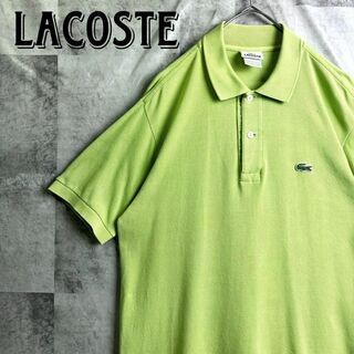 ラコステ(LACOSTE)の美品 ラコステ EU規格 鹿子ポロシャツ 半袖 刺繍ロゴ イエローグリーン M(ポロシャツ)