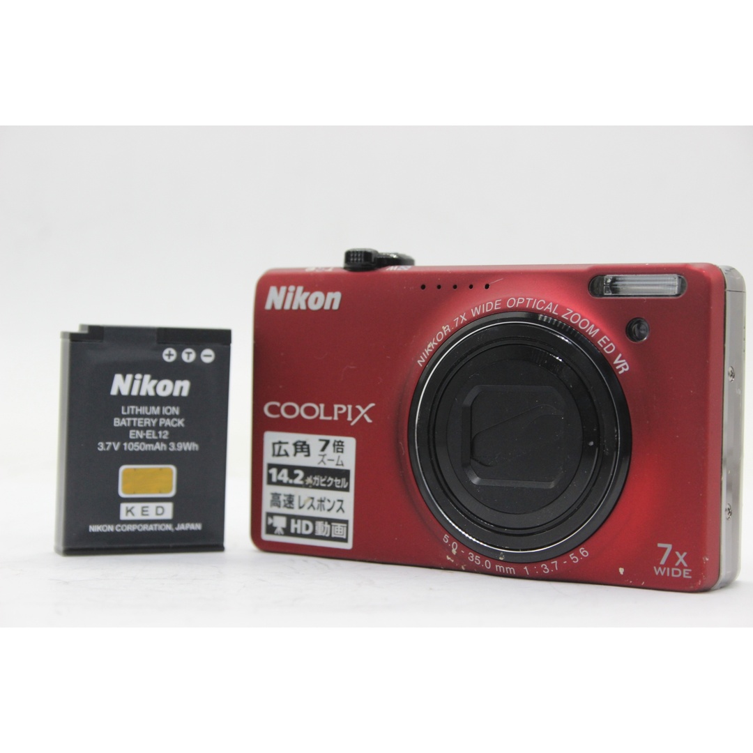 【返品保証】 ニコン Nikon Coolpix S6000 レッド 7x バッテリー付き コンパクトデジタルカメラ  s9536 スマホ/家電/カメラのカメラ(コンパクトデジタルカメラ)の商品写真