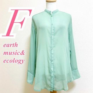 earth music & ecology - アースミュージックアンドエコロジー　ブラウス　F　グリーン　シアー　きれいめ