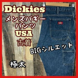 ディッキーズ(Dickies)のディッキーズ デニム メンズ ロゴ バギー 2XL 40 ブルー パンツ 古着(デニム/ジーンズ)