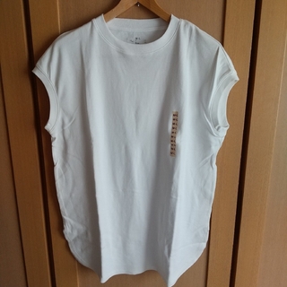 MUJI (無印良品) - 無印良品  スムース編みフレンチスリーブロング丈Tシャツ