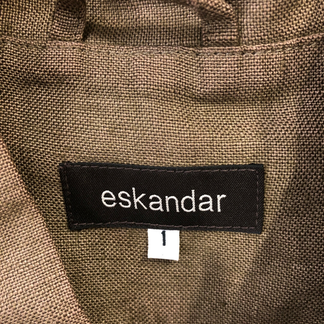 イングランド製 eskandar リネン スタンドカラー ジャケット アウター カジュアル ユーロ グリーン (メンズ 1) 中古 古着 P7371 メンズのジャケット/アウター(その他)の商品写真