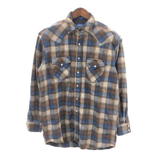 ペンドルトン(PENDLETON)のPENDLETON ペンドルトン チェック柄 ウール ウェスタン 長袖シャツ トップス アメカジ ブラウン (メンズ L) 中古 古着 P7372(シャツ)