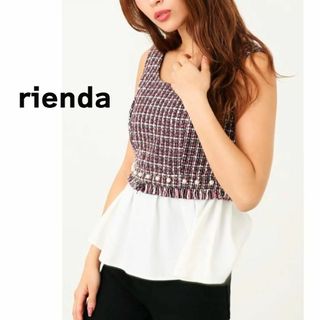 リエンダ(rienda)のrienda　リエンダ　ブラウス　ツイード　袖なし　ピンク　フレア(カットソー(半袖/袖なし))