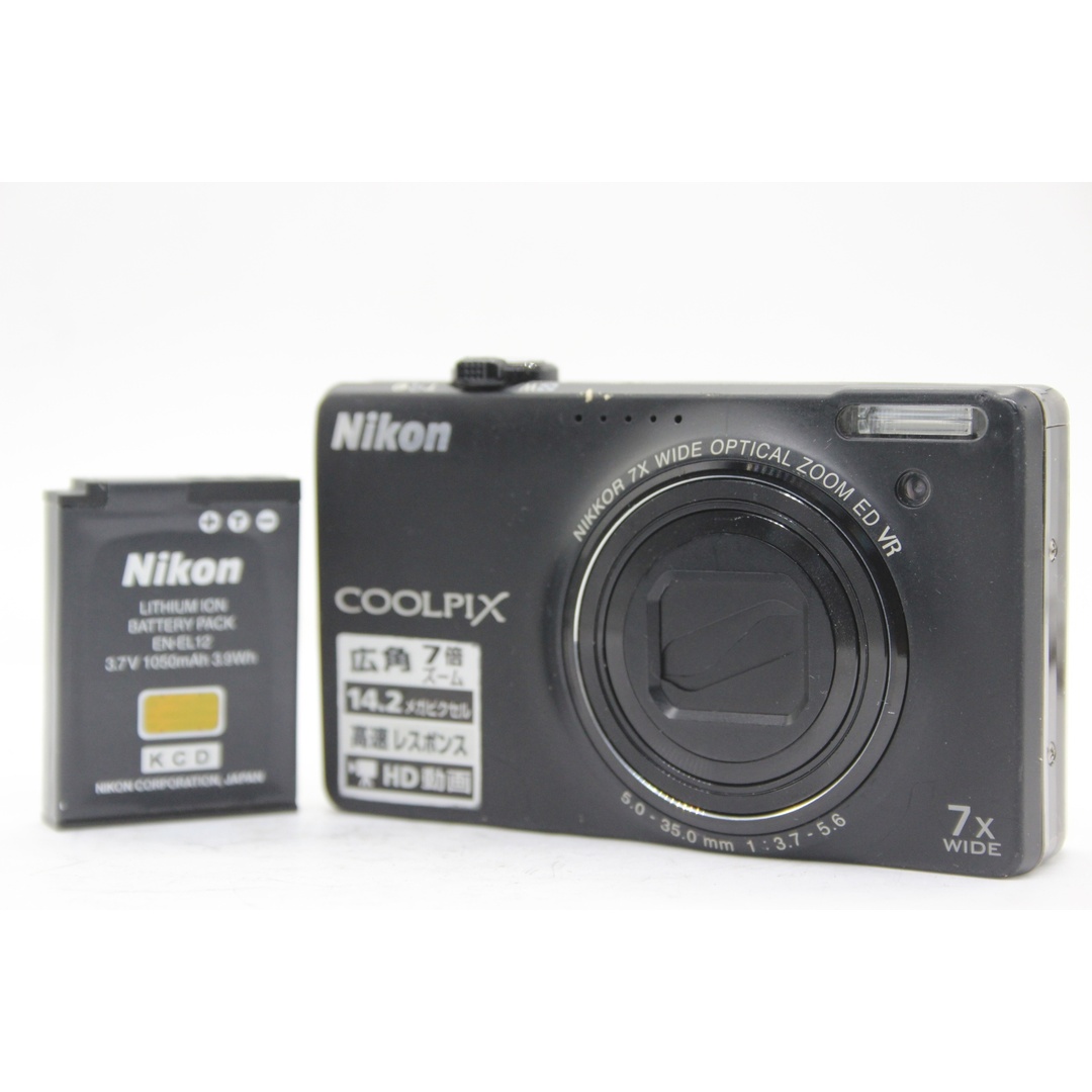 【返品保証】 ニコン Nikon Coolpix S6000 ブラック 7x バッテリー付き コンパクトデジタルカメラ  s9551 スマホ/家電/カメラのカメラ(コンパクトデジタルカメラ)の商品写真