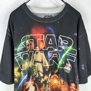 スターウォーズ　Tシャツ　半袖　全面プリント　グラフィック　実写　ブラック　L(Tシャツ/カットソー(半袖/袖なし))