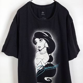 ディズニー　Tシャツ　半袖　プリント　ジャスミン　ムービーティー　ブラック　L