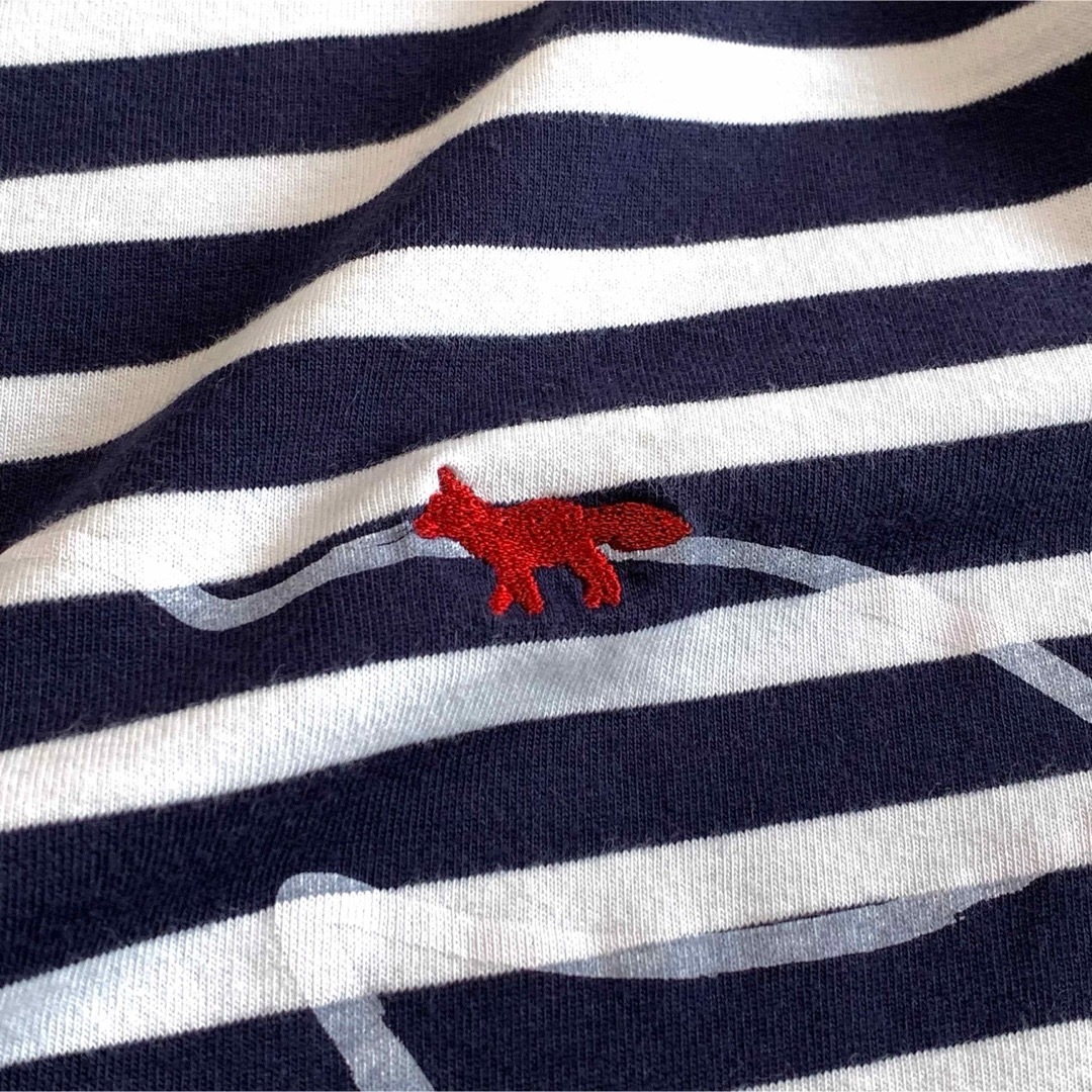 MAISON KITSUNE'(メゾンキツネ)の☆良品 メゾンキツネ 刺繍ロゴ クルーネック ボーダー カットソー M ロンT メンズのトップス(Tシャツ/カットソー(七分/長袖))の商品写真