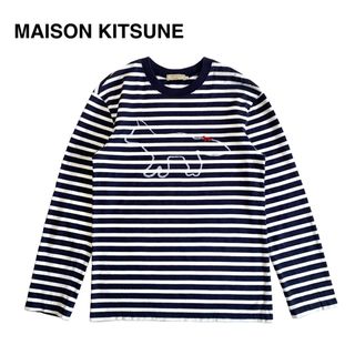 MAISON KITSUNE' - ☆良品 メゾンキツネ 刺繍ロゴ クルーネック ボーダー カットソー M ロンT