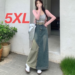 レディース ロングスカート 春秋 デニムスカート 大きいサイズ SLKB052(ロングスカート)
