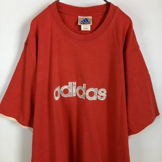 アディダス(adidas)の00s　アディダス　Tシャツ　半袖　ビッグロゴ　刺繍　万国旗タグ　レッド　XL(Tシャツ/カットソー(半袖/袖なし))