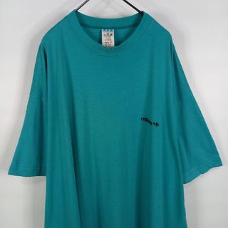 オリジナルス(Originals（adidas）)の90s　アディダス　オリジナルス　Tシャツ　半袖　ロゴ　万国旗タグ　緑　3XL(Tシャツ/カットソー(半袖/袖なし))