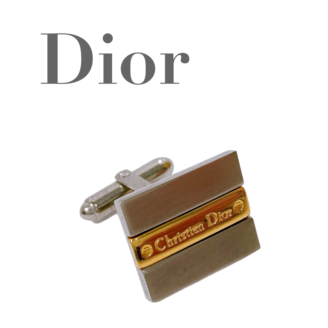 Christian Dior(クリスチャンディオール)の美品 ディオール カフス シルバー ゴールド ロゴ メンズのファッション小物(カフリンクス)の商品写真
