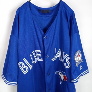 マジェスティック(Majestic)の90s　マジェスティック　MLB　ゲームシャツ　半袖　刺繍ロゴ　ブルー　XL(シャツ)