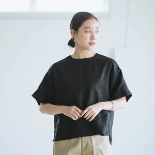 フォグリネンワーク(fog linen work)の北欧暮らしの道具店　別注fog linen work リネントップス　ブラック(カットソー(長袖/七分))