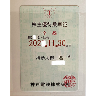 神戸電鉄　株主優待　定期　〜2024年11月30日(鉄道乗車券)