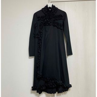 ノワールケイニノミヤ(noir kei ninomiya)のノワールケイニノミヤ コムデギャルソン フリルワンピース　綿100% ブラック(ロングワンピース/マキシワンピース)