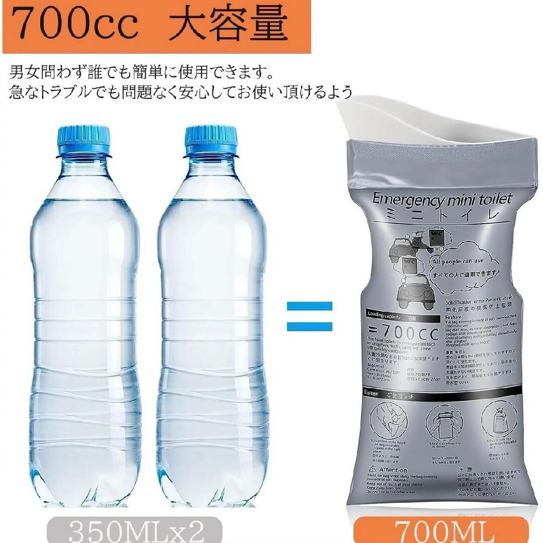 ポータブルトイレ 20個 携帯用 コンパクト 災害 非常用 簡易 防災バッグ インテリア/住まい/日用品の日用品/生活雑貨/旅行(防災関連グッズ)の商品写真